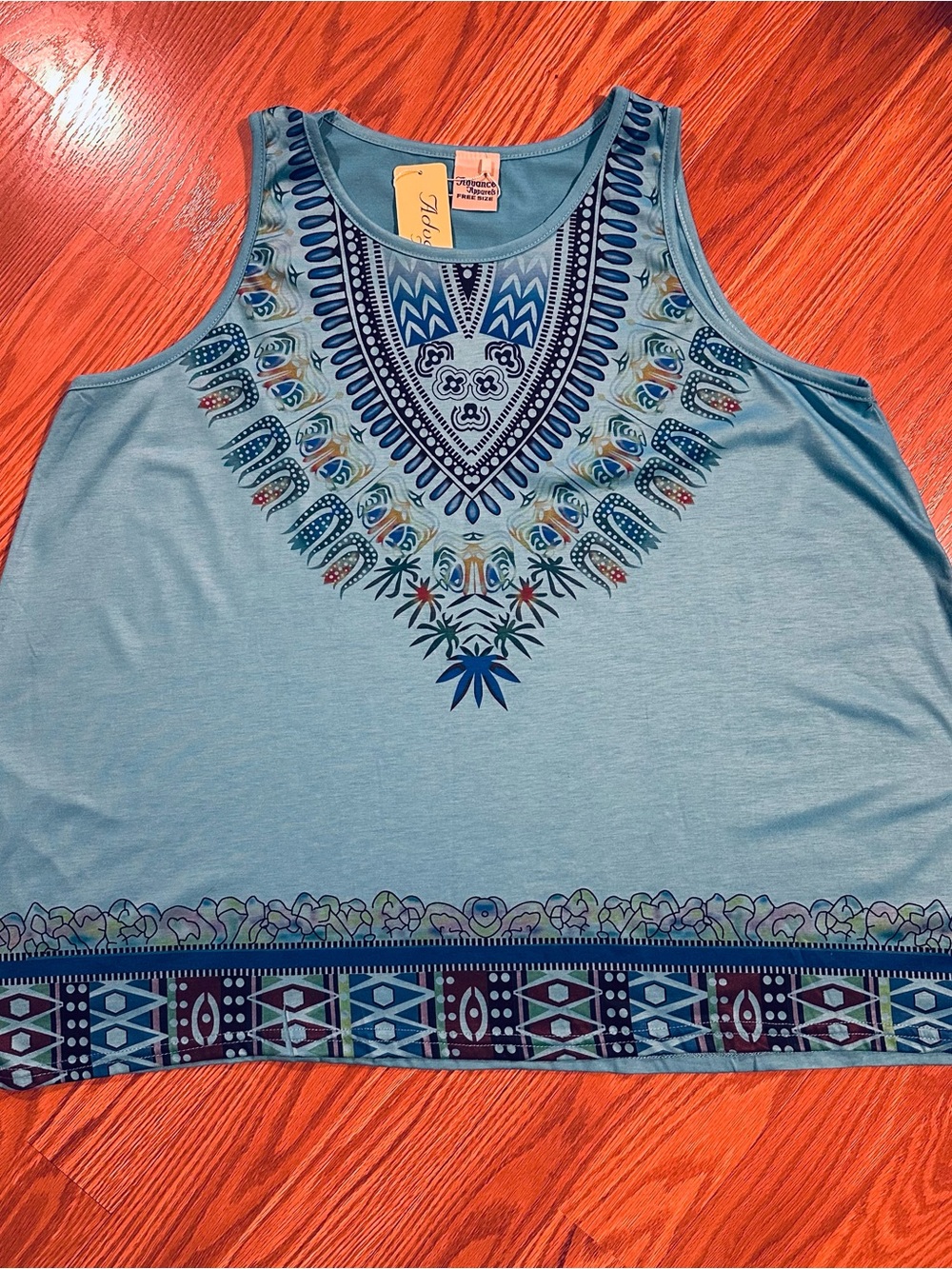 Advance Apparels Blue Boho Tribal Printed Soft A-Line Tank Top OS Free Size